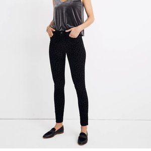Madewell NWT 9" Mid-rise Skinny Jeans Flocked Leopard
